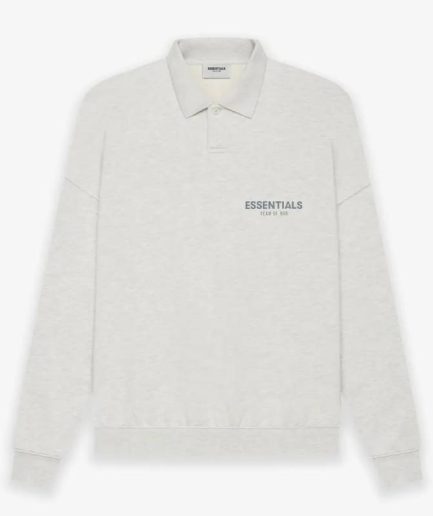 Fear of God ESSENTIALS Long Sleeve Polo Sweatshirt white