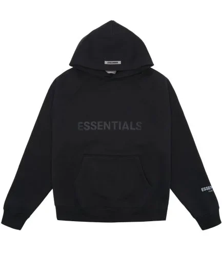 Fear of God Essentials Pullover Applique Logo Hoodie – Black